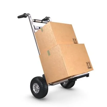 Hand truck tilted with two boxes Stock Illustration