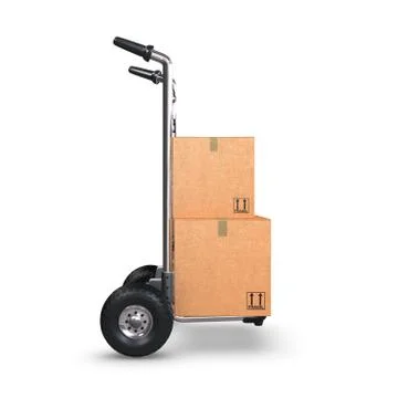 Hand truck with two boxes upright profile Stock Illustration