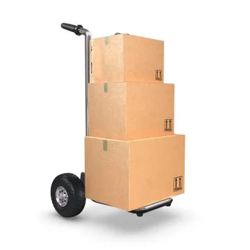 Hand truck upright with three boxes Stock Illustration