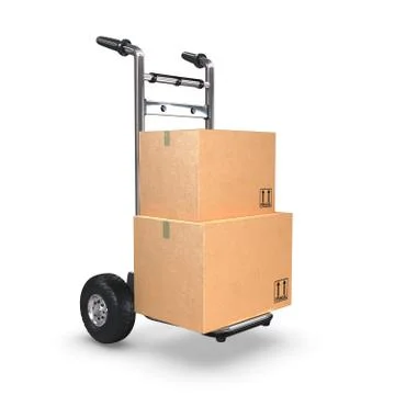 Hand truck upright with two boxes Stock Illustration