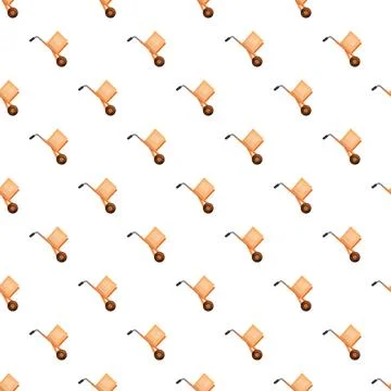 Hand trucks carrying boxes forming seamless delivery pattern Stock Illustration