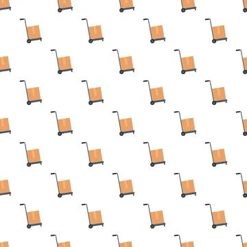 Hand trucks carrying boxes logistics seamless pattern background Stock Illustration