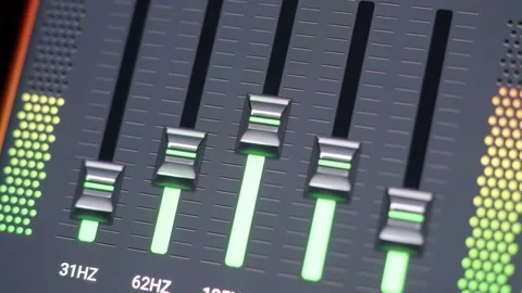 Hand tuning Sound Equalizer on digital s... | Stock Video | Pond5