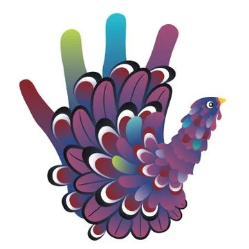 Hand Turkey Bird Ilustração Stock