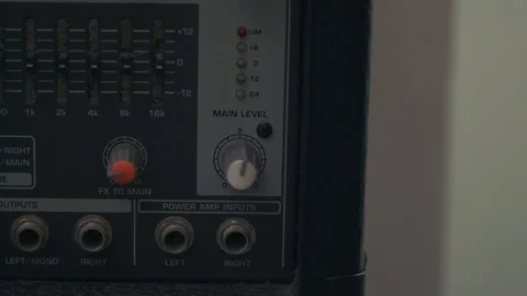 Hand turn off level knob of analog mixer Stock Footage 87910691