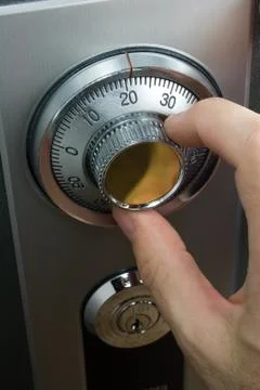 Hand Turning Combination Lock on Safe Stock Photos