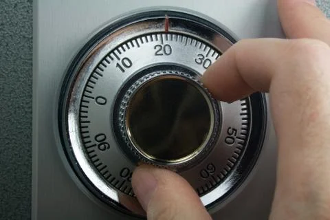 Hand Turning Combination Lock on Safe Stock Photos