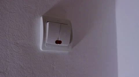 Hand Turning Off The Light, Double Switch, Morning, Hallway, Apartment, Detail  Stock Footage 43232010