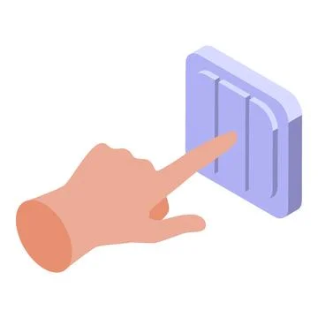 Hand turning on light switch, energy saving concept Illustrazione stock