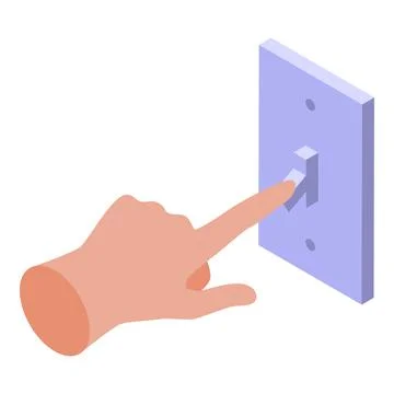 Hand turning on light switch, energy saving concept Stock Illustration