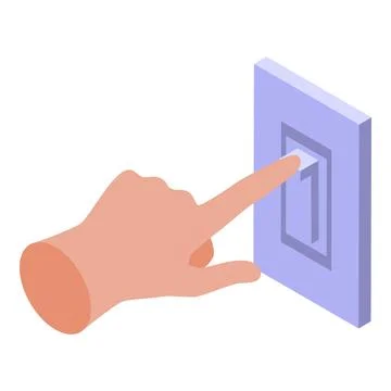 Hand turning on light switch, energy saving concept Stock Illustration