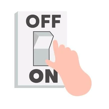 Hand Turning Off Light Switch Energy Saving Stock Illustration