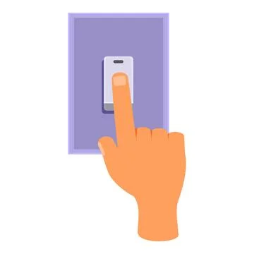 Hand turning on light switch with finger Stock Illustration
