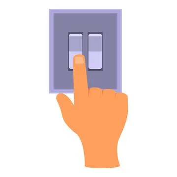 Hand turning on light switch with finger Stock Illustration