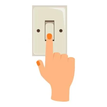 Hand turning on light switch with forefinger Stock Illustration