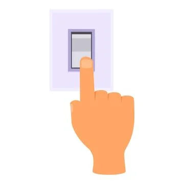 Hand turning on light switch with index finger Stock Illustration