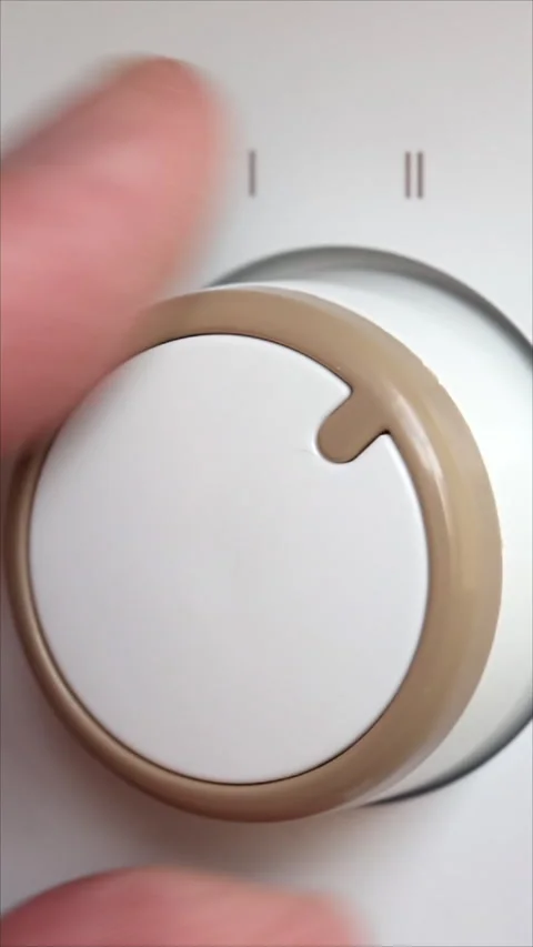 Hand Turning Mode Knob On Electric Oil Heater Radiator. Vertical. Stock Footage 294895299
