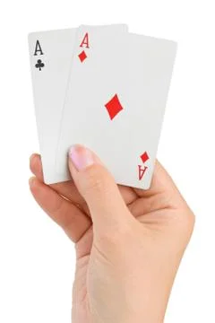 Hand with two aces Stock Photos