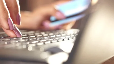 Hand typing on computer with credit card pond5 스톡 동영상 89957512