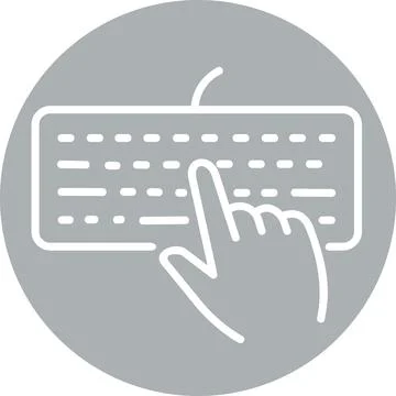 Hand typing on computer keyboard graphic icon symbol Stock Illustration