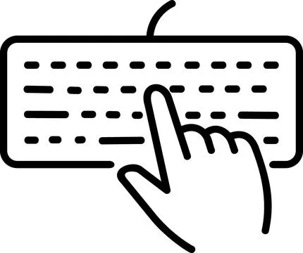 Hand typing computer keyboard line icon Stock Illustration