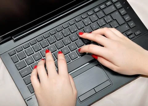 Hand typing on the computer. Stock Photos