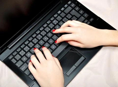 Hand typing on the computer. Foto stock