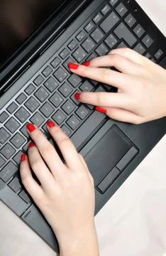 Hand typing on the computer. Stock Photos