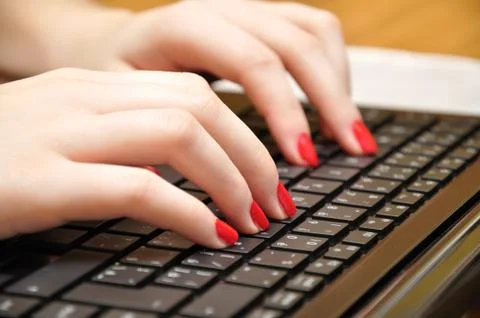 Hand typing on the computer. Stock Photos