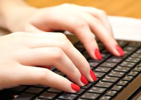 Hand typing on the computer. Stock Photos