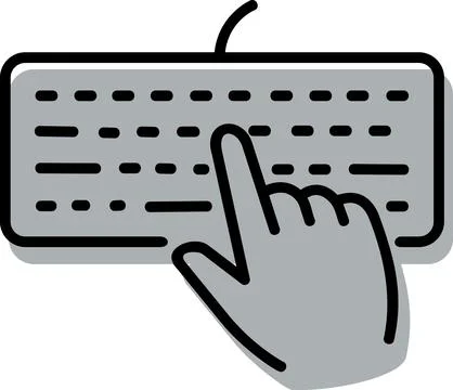 Hand typing keyboard flat icon Stock Illustration