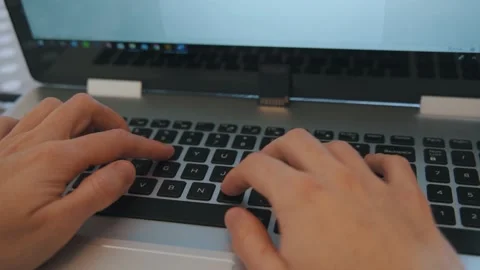 Hand typing in a keyboard Video stock 132354891