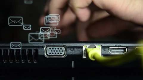 Hand typing on laptop computer keyboard. Sending email Stock Footage 47488384