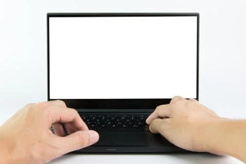 Hand typing laptop computer Stock Photos