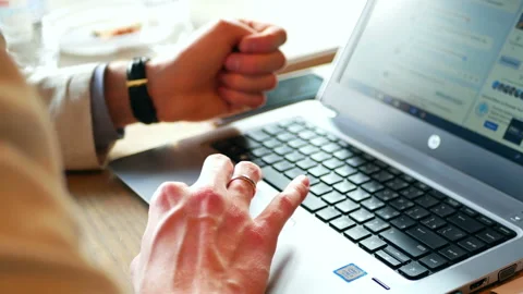Hand typing laptop Stock Footage 95329301