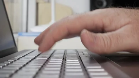Hand Typing on Laptop Keyboard Closeup Detail Stock Footage 340034987