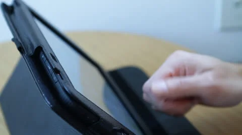 Hand typing on tablet selective focus Stock Footage 22791825