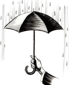 Hand with umbrella Illustrazione stock