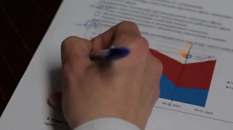 Hand underlines graphs Video stock 35547906