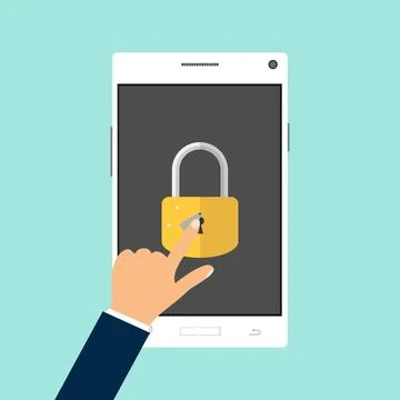 The hand unlocks the mobile phone Stock Illustration