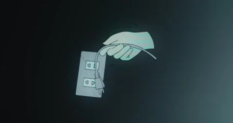 Hand unplugging an electrical device from a power outlet Stock Footage 314573841