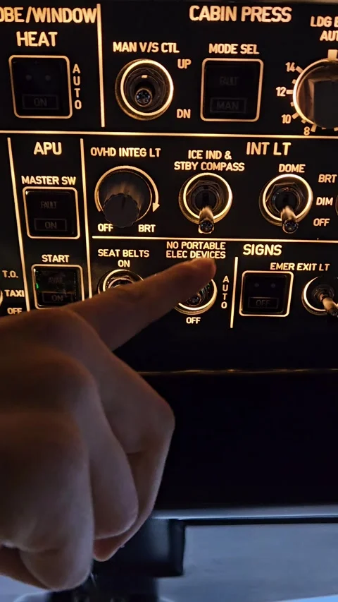 Hand Upon the Panel High, Keeping Passengers Safe Within the Sky Stock Footage 334776308