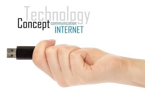 Hand with an USB flash Stock Photos