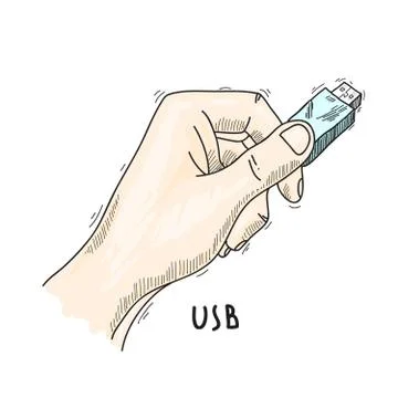 Hand with usb poster Stock Illustration