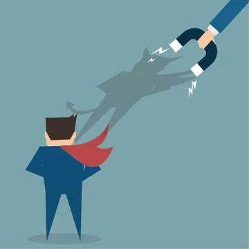 Hand use magnet sucking devil man shadow from his body Stock Illustration