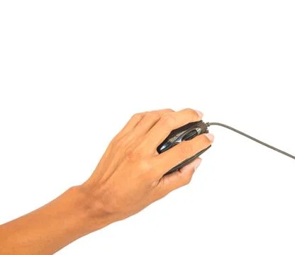 Hand use mouse white isolated Stock Photos