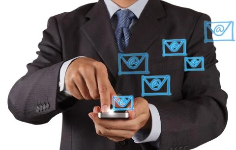 Hand use smart phone computer with email icon Stock Illustration