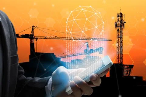 Hand use smartphone of Network connection 스톡 사진