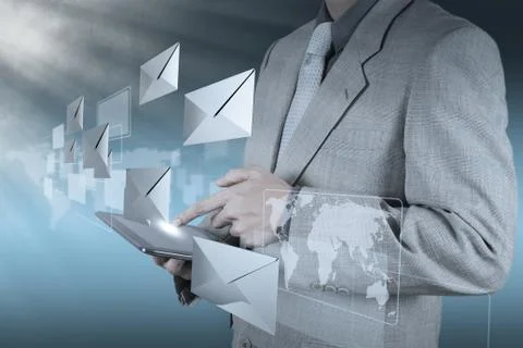 Hand use tablet computer with email icon イラスト素材