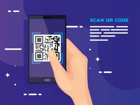 Hand user scan code qr with smartphone Stock Illustration